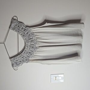 Womens Anthropologie crochet yoke silk tank top sz med